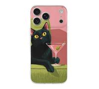 Black Cat Martini Case Compatible with iPhone 17 Pro Max