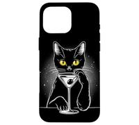 Black Cat Martini Tee - Perfect for Cats and Drink Lovers Case for iPhone 16 Pro Max