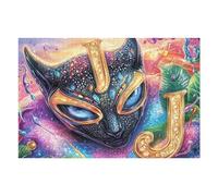 Black Cat Mask Galaxy 1000 Piece Jigsaw Puzzle for Adults Happy Time Rainy Day Activity Mindful Relaxation Precision Cut Pieces Unique Gift Wall Art Decor 1000 PCS
