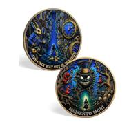 Black Cat Memento Mori Coin Skull Memento Vivere Stoic EDC Challenge Coin | Mysterious Journey Black Cat and Skull Design Enjoy Today Stoic Reminder for Reflection, Resilience Life’s Challenges