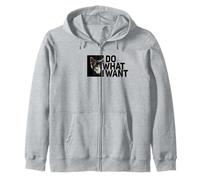 Black Cat Meow Style Independent Girl Green Eyes Zip Hoodie
