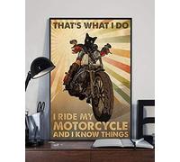 Black Cat Metal Tin Sign Cats What I Do I Ride A Motorcycle I Know Things Poster Perfect Idea for Home Decor at Christmas Birthday Rustic Metal Logo with Retro Look 6x8inch