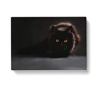 Black Cat Modern Canvas Wall Art Print Ready to Hang, Framed Picture for Living Room Bedroom Home Office Décor, 76x50 cm (30x20 Inch)