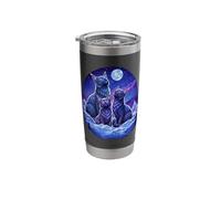 Black-Cat Mom - Three Kitten Under Moon Design Stainless Steel Insulated Tumbler