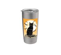 Black Cat Moon & Bats Retro Stainless Steel Insulated Tumbler