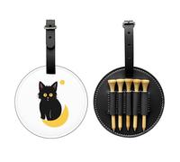 Black Cat Moon Black Printed golf tee storage bag - portable design, easy to organize tee