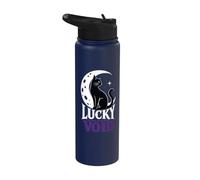 Black Cat Moon Lucky Void Stainless Steel Insulated Water Bottle