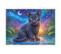 Black Cat Moon Night 500 Pieces Classic Jigsaw Puzzle Puzzle for Adults Concentration Training Wall Art Mental Exercise Halloween Thick Cardboard 500 PCS