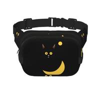 Black Cat Moon Printed multifunctional waist bag, unisex trendy messenger bag, travel sports storage bag