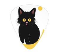 Black Cat Moon Printed pick set - 12 pieces, thin, medium and thick guitar picks, suitable for guitar, bass, electric guitar and ukulele