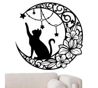 Black Cat Moon Wall Art - Metal Cat Wall Decor, Wall Art Cute Cats Wall Decor Signs | Art Moon Decor Silhouette for Family, Office, Bedroom, Bathroom, Living Room, Home Decor Accessories