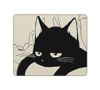 Black Cat Mouse Pad Cute Anime Kawaii Mouse Pads for Wireless Mouse Small Office Computer Mousepad for Desk Laptop with Non-Slip Rubber Base Mouse Mat, Sleepy Cat