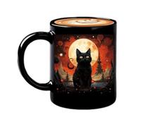 Black Cat Mug - Ceramic Halloween Black Cat Tase Festive Tase The Ceramic Mug with a Creepy and Mysterious Black Cat Design is Perfect for the Office, Home, Meeting