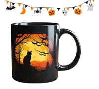 Black Cat Mug Ceramic | Halloween Pet Spooky Season Cup,Festive Cup Mug for Work Kids Friends Men Women Adults Milk Beer Juice