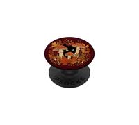 Black Cat Mushroom Fall Autumn Leaves Boho Cottagecore Art PopSockets Adhesive PopGrip