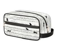 Black Cat Music Note Travel Makeup Bag for Women Men Kids Girls Boys, Wash Pouch Bag Toiletry Cosmetic Toiletries Organizer Shower Bag