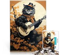 Black Cat Musician1000 Pieces Jigsaw Puzzles for teenagers Difficult and Challenge Every Piece is Unique - Challenging Family Fun Game 38x26cm