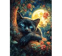 Black Cat Napping Under The Full Moon 1000 Piece Jigsaw Puzzle for Adults Wildlife Pet Home Library Decor Intellectual Challenge Precision Cut for Intellectuals 1000 PCS
