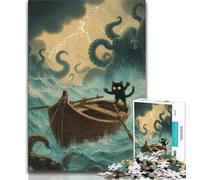 Black Cat Octopus Jigsaws 1000 Pieces for Teenagers,for Educational Game Challenge Toy for Is Ideal As A Gift for The Whole Family (75x50cm)