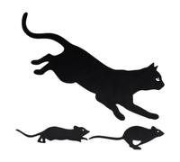 Black Cat of Silhouettes - Cat Silhouette} Cat Yard Decoration, 3 x Decorative Garden Inserts, Mice Design, Outdoor Art, Courtyard, Patio Path, Metal Animal Rasend