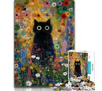 Black Cat Oil Painting Puzzles for Adults Teens 1000 Pieces,Help The Brain Exercise Addictive Toys to Cultivate Patience Great Gift (75x50cm)