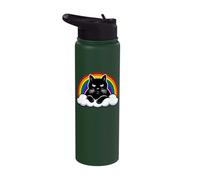 Black Cat on Cloud with Rainbow LGBTQ+ Pride Stainless Steel Insulated Water Bottle