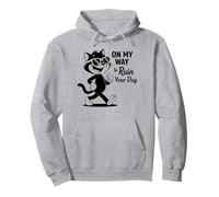 Black Cat On My Way to Ruin Your Day Demotivational Funny Pullover Hoodie