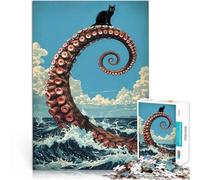 Black Cat on Octopus Tentaclepuzzles for adults 1000 pieces Toy Intellectual Game for is ideal as a gift for the whole family 38x26cm