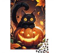 Black Cat on Pumpkin Jigsaw Puzzle 1000 Pieces for Slow Evenings, 38x26cm/1000pcs