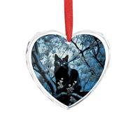 Black Cat on Tree Clear Crystal Glass Heart Pendant Charm Romantic Crystal Love Pendant Hanging Decoration for DIY Craft Gift for Home Window Car Wedding Party Decor Love Shaped Hanging Ornament