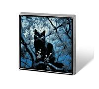Black Cat on Tree Square Lapel Pins Backpack Pin Cute Brooch Decoration Brooches for Women Men Fashion Button Badges for Hat Backpacks Purses Jackets Shirt Suit