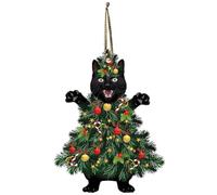 Black Cat Ornaments - Funny 2D Christmas Cat Decorations for Tree, Mantel, Fireplace