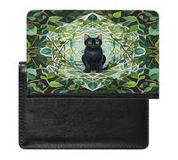 Black Cat Passport Holder with Card Slots Portable Passport Cover Compact Waterproof Passports Protector