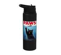 Black Cat Paws Parody - Cat Chasing Mouse Humor Cat Lovers Stainless Steel Insulated Water Bottle