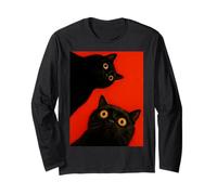 Black Cat Peeking Kitten Lover Feline Pet Owner Kitty Long Sleeve T-Shirt