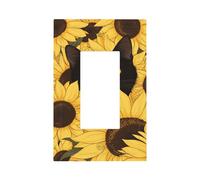 Black Cat Peeking Yellow Sunflower Light Switch Wall Plate Faceplate Cover Single Rocker 1 Gang Decorator Outlet Receptacle Covers for Home Kitchen Room Bathroom Decor