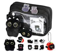 Black Cat Pencil Case,Cute Pen Organizer | Large Capacity Pencil Case,for Students Writers Artists Collectors Kids Teens Adults Study Planners Work Home Office