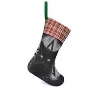 Black Cat Pentagram Personalised Christmas Stocking Sequin Color Changing Xmas Tree Hanging Party Decor