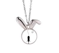 Black Cat Pet Lover Animal Art Outline Rabbit Necklace Pendant Bunny Animal Jewelry Gift