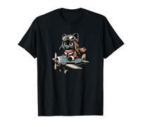 Black Cat Pilot Pet Funny Aviator T-Shirt