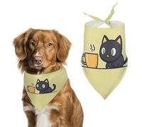 Black Cat Playing Coffee Dog Bandana Pet Scarf for Small Medium Large Dogs Triangle Bibs Photo Prop Gift