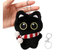 Black Cat Plush Bag Charm with Bead Chain & Keychain - Cute Kawaii Plush Animal Ornament for Bags, Wallets & Backpacks, Stylish Accessory for Daily Use or Gift Giving, Bag Charms Gifts for Women