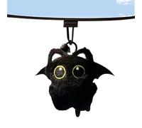 Black Cat Plush Pendant - Adorable Stuffed Animal Keychain, Mini Toy Accessories Soft Fabric, Compact Keychain Decoration Object, Durable Cute Collector's Pendant