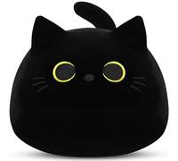 Black Cat Plush Pillow Kawaii Plush Kitten Soft Toy, Comfortable Stuffed Animal Hugging Pillow Cute Stuffed Cat Doll Pillow Plushies Black Cat Cushion, Cuddly Toy for Kids Birthday Christmas