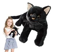 Black Cat Plush Toy, Cute Cat Stuffed Animals Plush Toy,Cats Plushs Simulation Doll,Kitty Kittens Toys,Soft Ca-t Cuddle Doll,Soothing Hugging Sleeping Plushs For Kids Baby