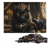 Black Cat Portrait Classic Wooden Puzzle for Adults, 300 Pieces | Border-first building - a simple way to organise the image at home.