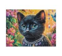 Black Cat Portrait Close Up 500 Piece Complete DIY Jigsaw Puzzle Collectors Mind Relaxation Educational Decorative Puzzle Gifts for Adults Recycled Cardboard 500 PCS