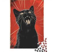 Black Cat Propaganda Jigsaw Puzzle 1000 Pieces for Quiet Evenings, 52x38cm/1000pcs