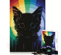 Black Cat Rainbow Jigsaw Puzzle 1000 Pieces Mental Recall Mind Soothing Fun Smooth Cut Birthday Present (38x52cm)