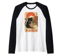 Black Cat Ramen - Kawaii Japanese Anime Streetwear Art Raglan Baseball Tee